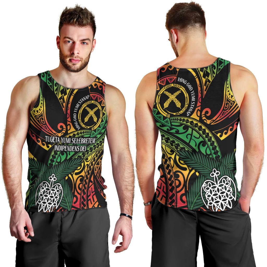 Vanuatu Indipendens Dei Men Tank Top Mix Traditional Sand Drawing