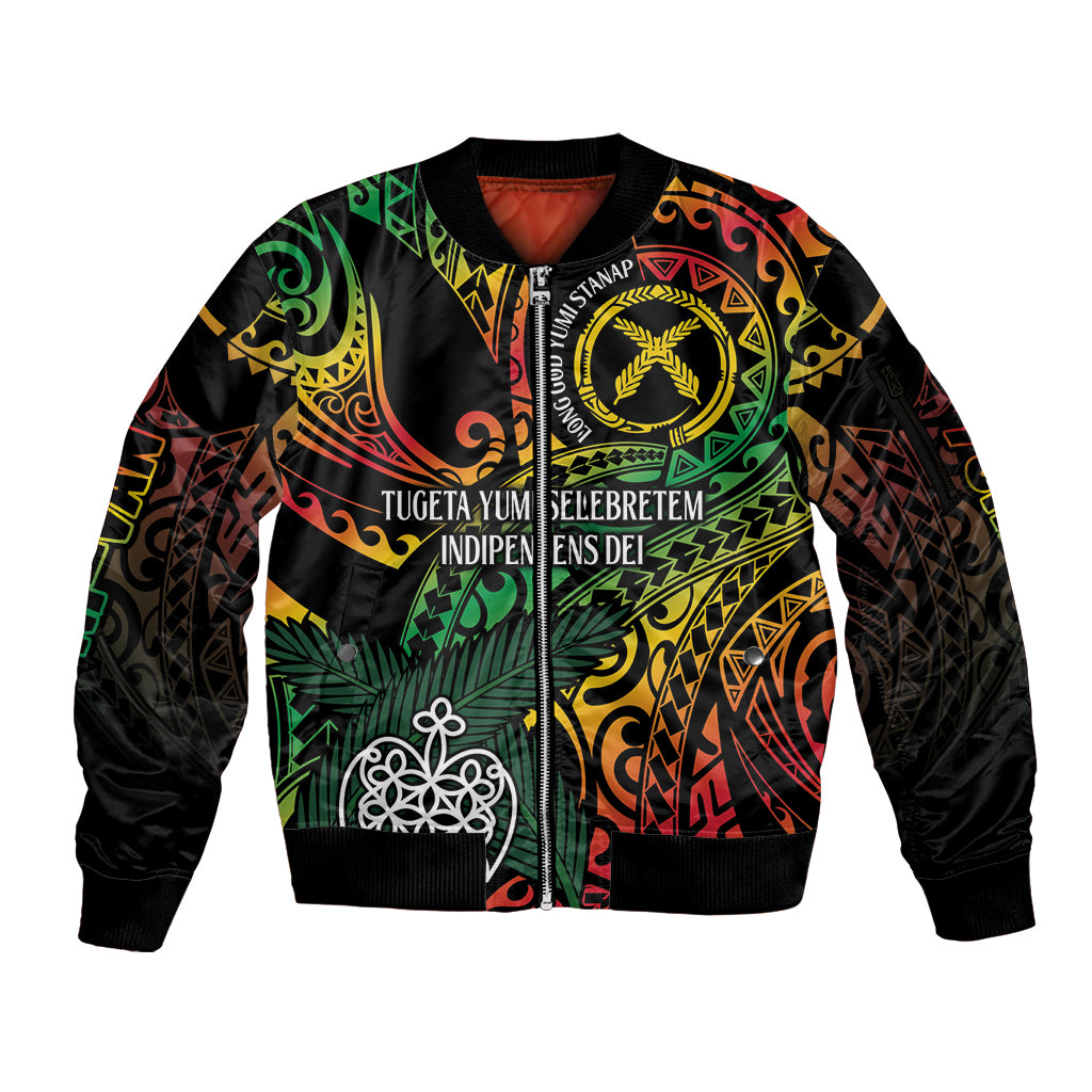 Vanuatu Indipendens Dei Sleeve Zip Bomber Jacket Mix Traditional Sand Drawing