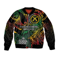 Vanuatu Indipendens Dei Sleeve Zip Bomber Jacket Mix Traditional Sand Drawing