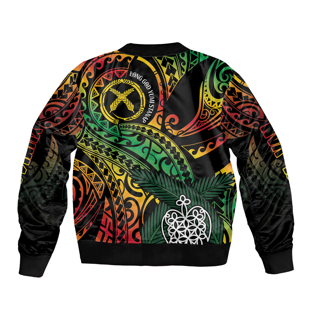 Vanuatu Indipendens Dei Sleeve Zip Bomber Jacket Mix Traditional Sand Drawing