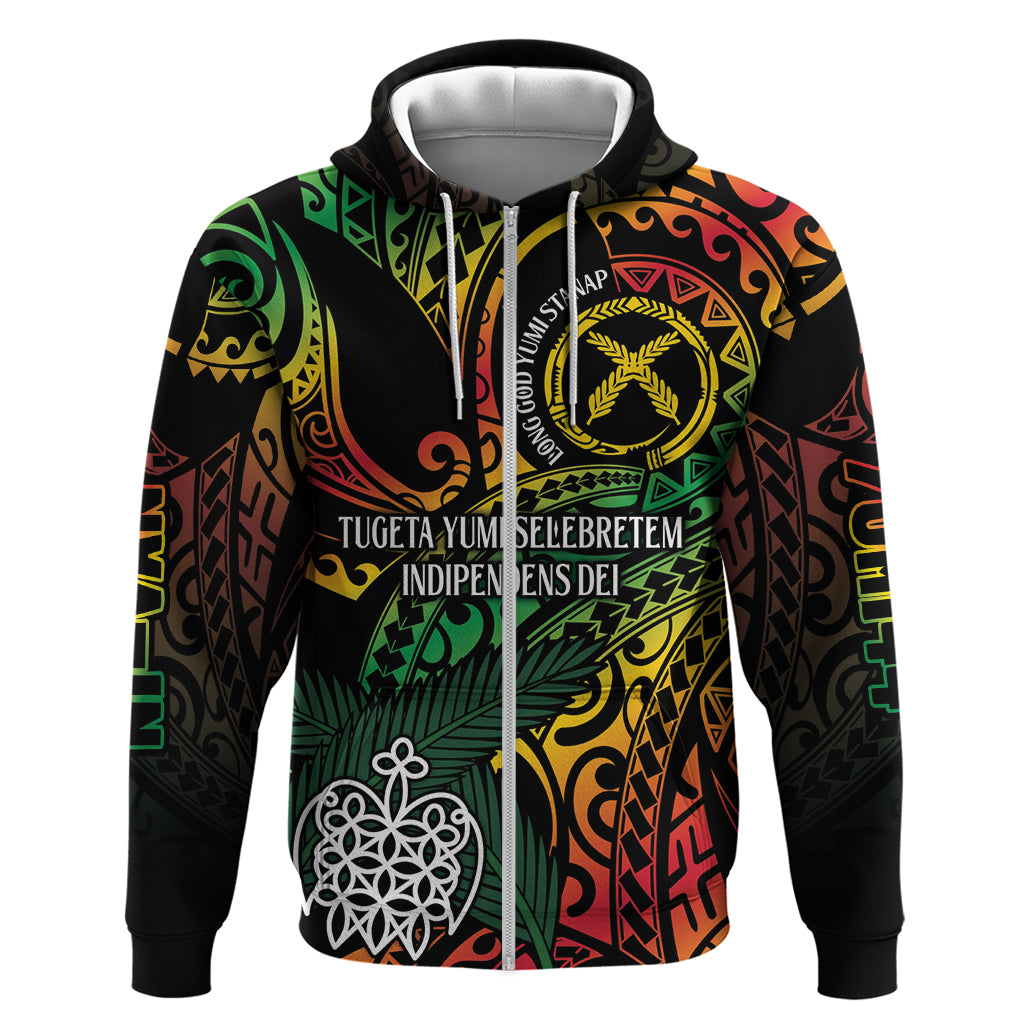 Vanuatu Indipendens Dei Zip Hoodie Mix Traditional Sand Drawing