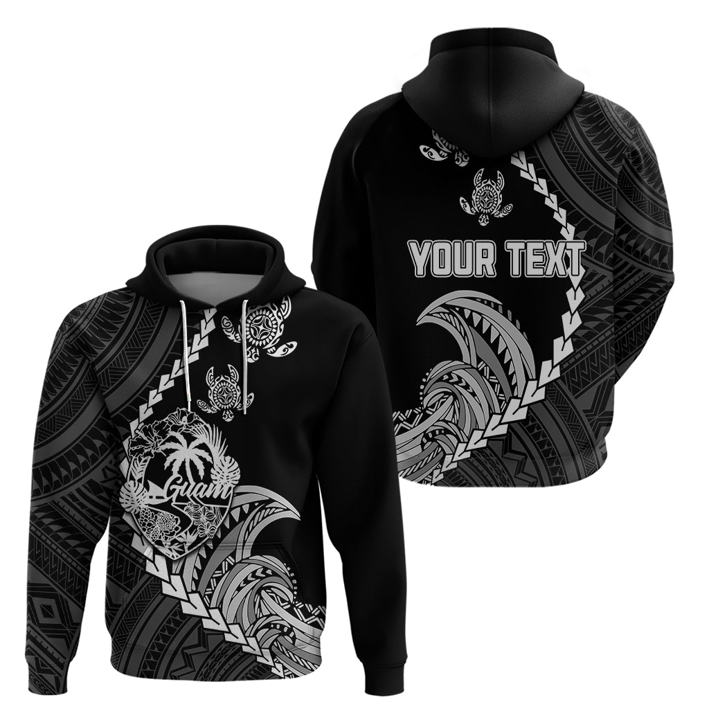 Custom Guam Hoodie Tribal Turtles Curves Style Black LT7 - Polynesian Pride