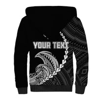 Personalised Guam Sherpa Hoodie Tribal Turtles Curves Style - Black LT7 - Polynesian Pride