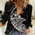 Personalised Guam Women Casual Shirt Tribal Turtles Curves Style - Black LT7 Female Black - Polynesian Pride
