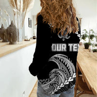 Personalised Guam Women Casual Shirt Tribal Turtles Curves Style - Black LT7 - Polynesian Pride