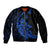 Personalised Guam Bomber Jacket Tribal Turtles Curves Style - Blue LT7 Unisex Blue - Polynesian Pride