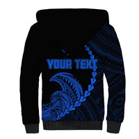 Personalised Guam Sherpa Hoodie Tribal Turtles Curves Style - Blue LT7 - Polynesian Pride