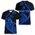 Personalised Guam Women V Neck T Shirt Tribal Turtles Curves Style - Blue LT7 - Polynesian Pride