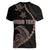 Personalised Guam Women V Neck T Shirt Tribal Turtles Curves Style - Brown LT7 - Polynesian Pride