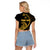 Personalised Guam Raglan Cropped T Shirt Tribal Turtles Curves Style - Gold LT7 - Polynesian Pride