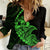Personalised Guam Women Casual Shirt Tribal Turtles Curves Style - Green LT7 Female Green - Polynesian Pride