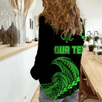 Personalised Guam Women Casual Shirt Tribal Turtles Curves Style - Green LT7 - Polynesian Pride