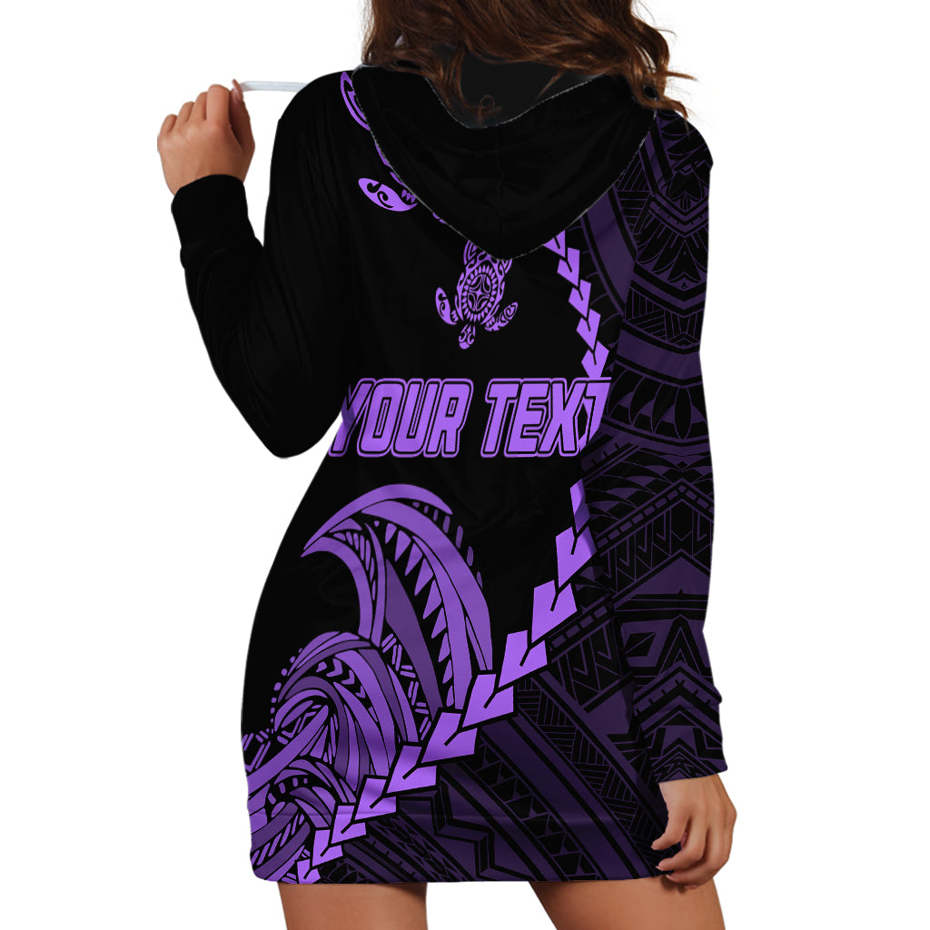 Personalised Guam Hoodie Dress Tribal Turtles Curves Style - Purple LT7 - Polynesian Pride