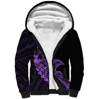 Personalised Guam Sherpa Hoodie Tribal Turtles Curves Style - Purple LT7 Unisex Purple - Polynesian Pride