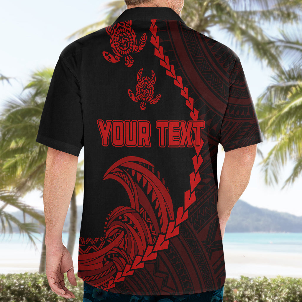 Personalised Guam Hawaiian Shirt Tribal Turtles Curves Style - Red LT7 - Polynesian Pride