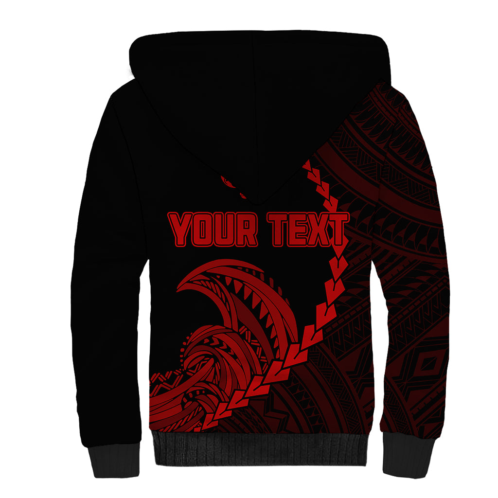 Personalised Guam Sherpa Hoodie Tribal Turtles Curves Style - Red LT7 - Polynesian Pride