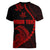 Personalised Guam Women V Neck T Shirt Tribal Turtles Curves Style - Red LT7 - Polynesian Pride