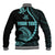 Personalised Guam Baseball Jacket Tribal Turtles Curves Style - Turquoise LT7 - Polynesian Pride
