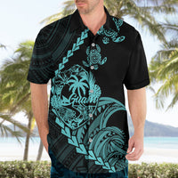 Personalised Guam Hawaiian Shirt Tribal Turtles Curves Style - Turquoise LT7 - Polynesian Pride