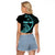 Personalised Guam Raglan Cropped T Shirt Tribal Turtles Curves Style - Turquoise LT7 - Polynesian Pride