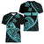 Personalised Guam Women V Neck T Shirt Tribal Turtles Curves Style - Turquoise LT7 - Polynesian Pride