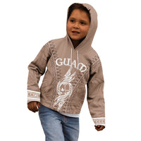 Personalised Guam Kid Hoodie Chamoro Latte Stone Mix Tropical - Brown LT7 - Polynesian Pride
