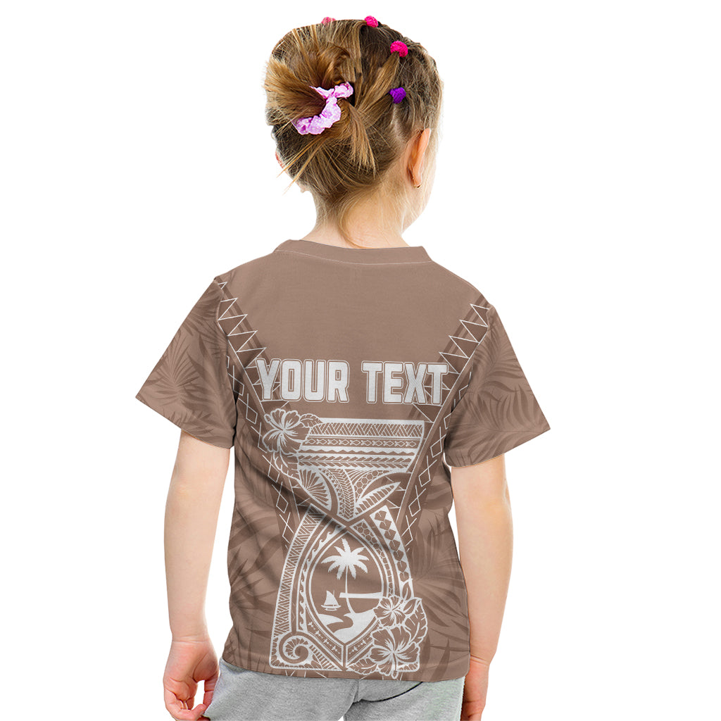 Personalised Guam Kid T Shirt Chamoro Latte Stone Mix Tropical - Brown LT7 - Polynesian Pride