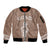 Personalised Guam Sleeve Zip Bomber Jacket Chamoro Latte Stone Mix Tropical - Brown LT7 Unisex Brown - Polynesian Pride