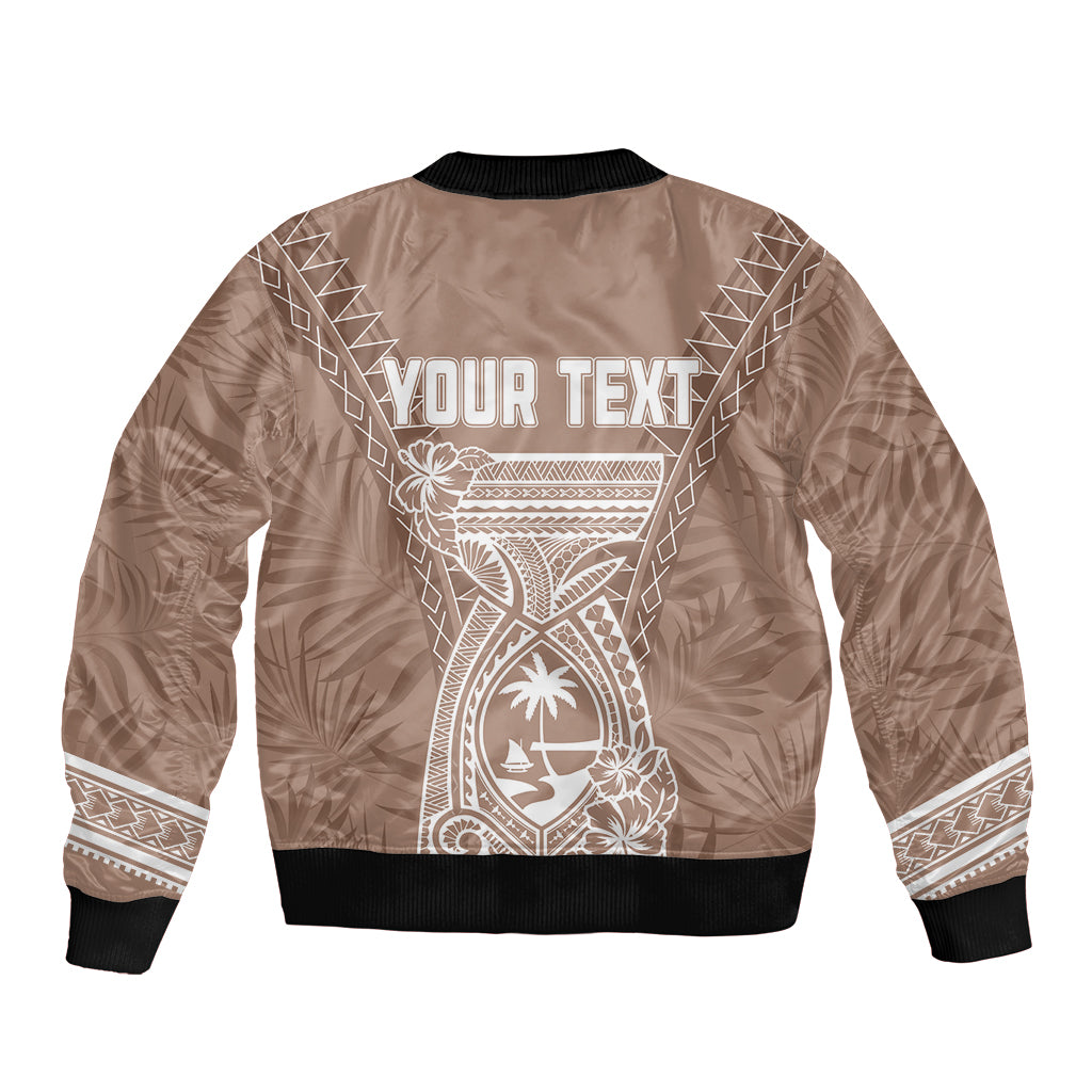 Personalised Guam Sleeve Zip Bomber Jacket Chamoro Latte Stone Mix Tropical - Brown LT7 - Polynesian Pride