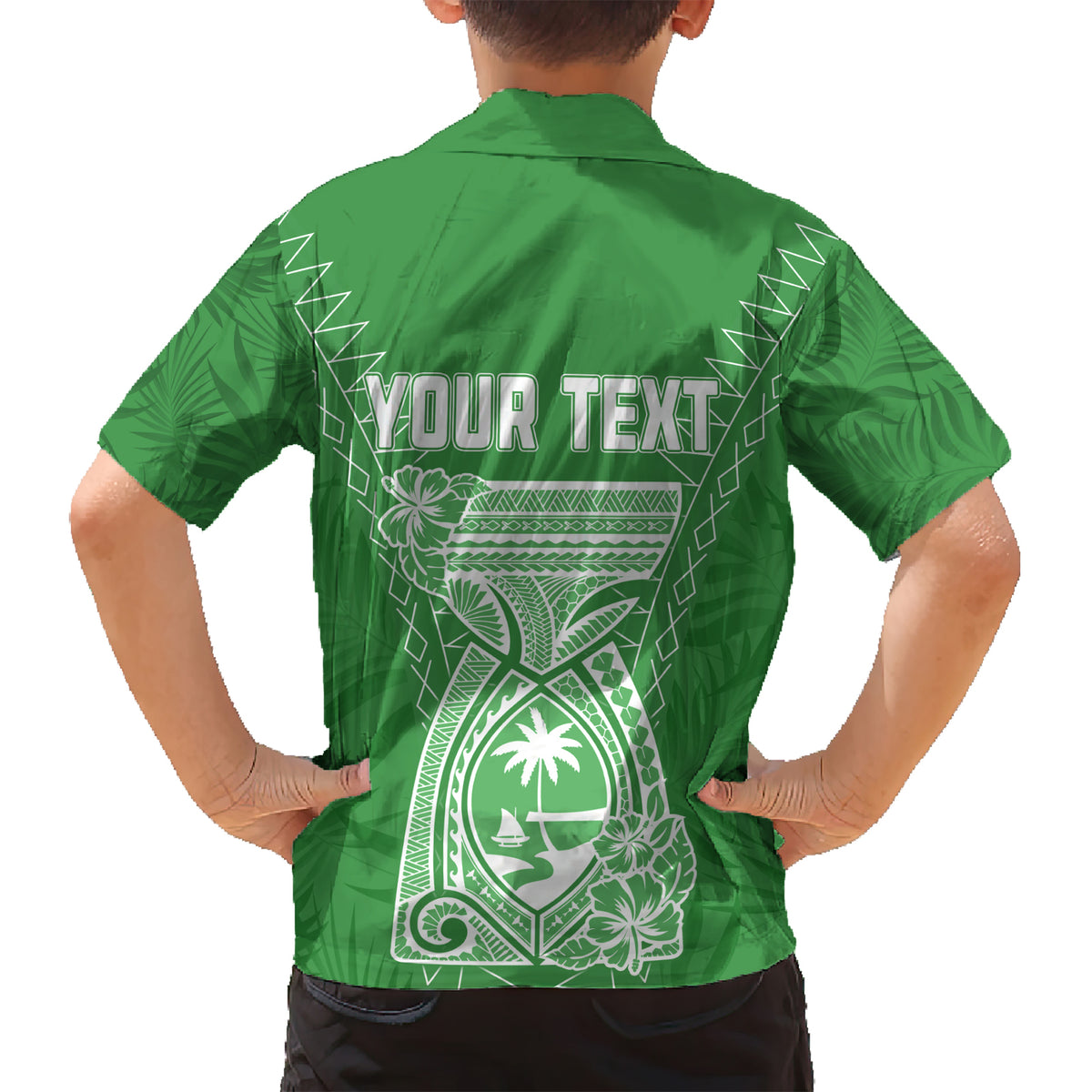 Personalised Guam Hawaiian Shirt Chamoro Latte Stone Mix Tropical - Green LT7 - Polynesian Pride