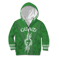 Personalised Guam Kid Hoodie Chamoro Latte Stone Mix Tropical - Green LT7 - Polynesian Pride