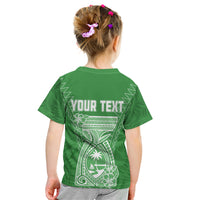 Personalised Guam Kid T Shirt Chamoro Latte Stone Mix Tropical - Green LT7 - Polynesian Pride
