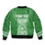 Personalised Guam Sleeve Zip Bomber Jacket Chamoro Latte Stone Mix Tropical - Green LT7 - Polynesian Pride