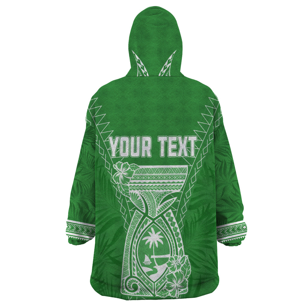 Personalised Guam Wearable Blanket Hoodie Chamoro Latte Stone Mix Tropical - Green LT7 - Polynesian Pride