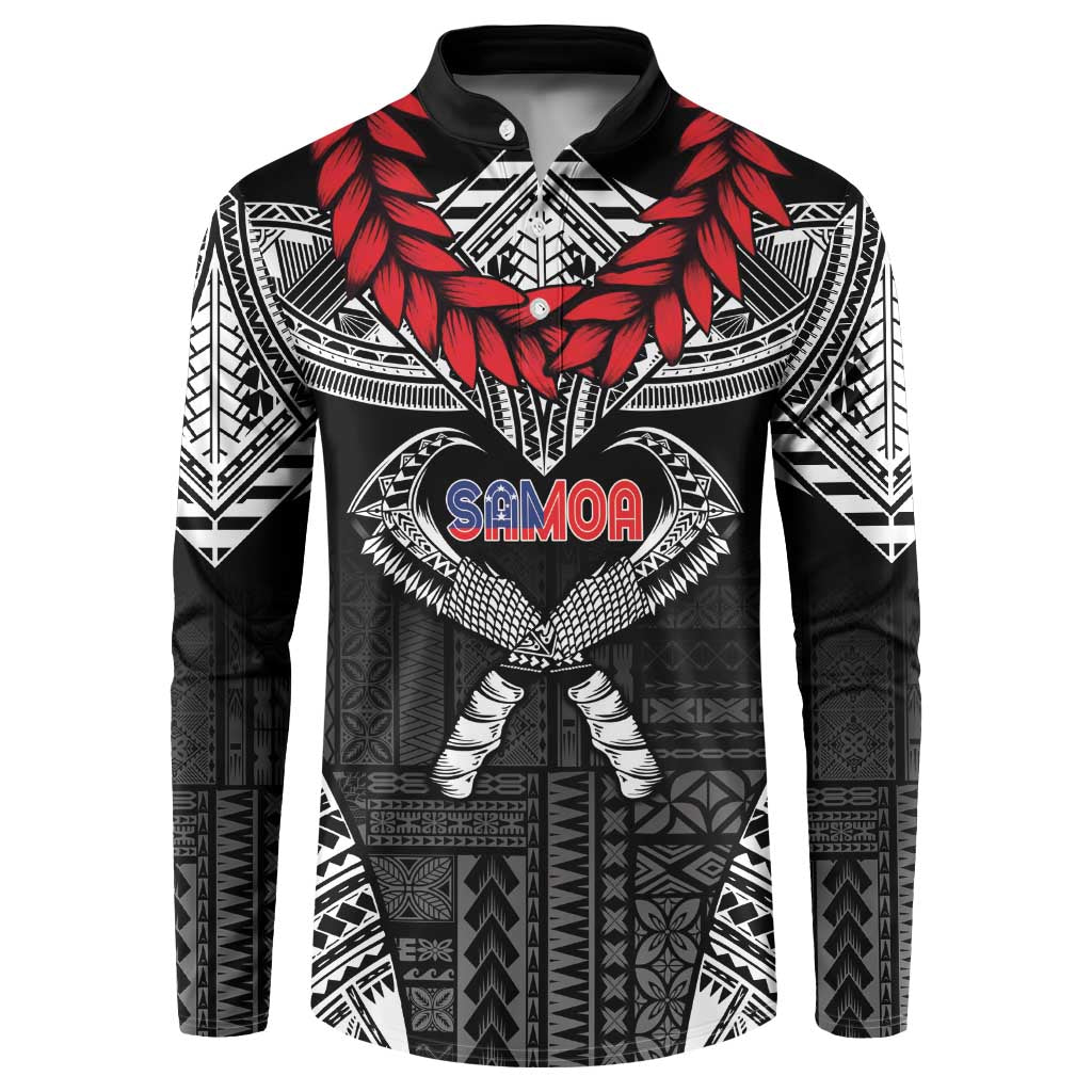 Personalized Talofa Samoa Button Sweatshirt Ulafala With Toa Nifo'oti - Black