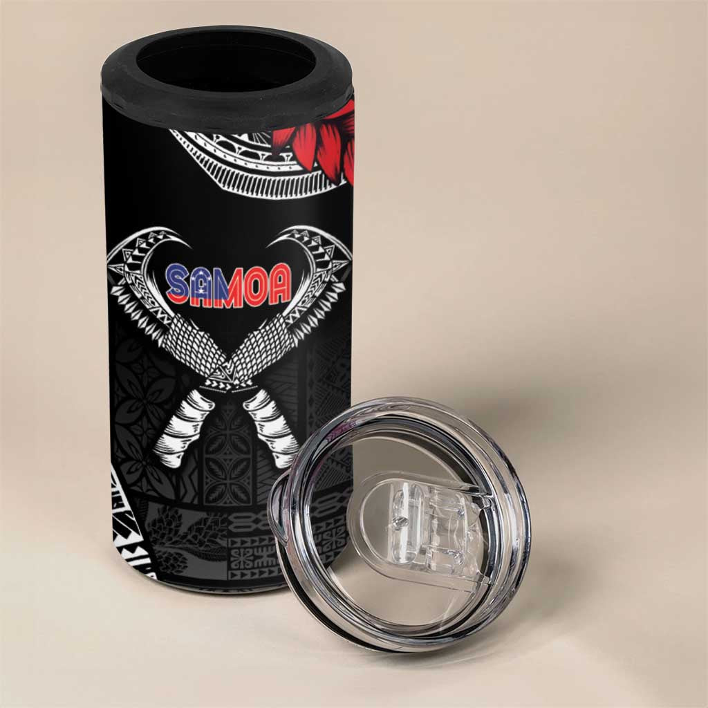 Personalized Talofa Samoa 4 in 1 Can Cooler Tumbler Ulafala With Toa Nifo'oti - Black