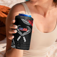 Personalized Talofa Samoa 4 in 1 Can Cooler Tumbler Ulafala With Toa Nifo'oti - Black