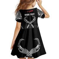 Personalized Talofa Samoa Family Matching Off Shoulder Short Dress and Hawaiian Shirt Ulafala With Toa Nifo'oti - Black LT7 - Polynesian Pride