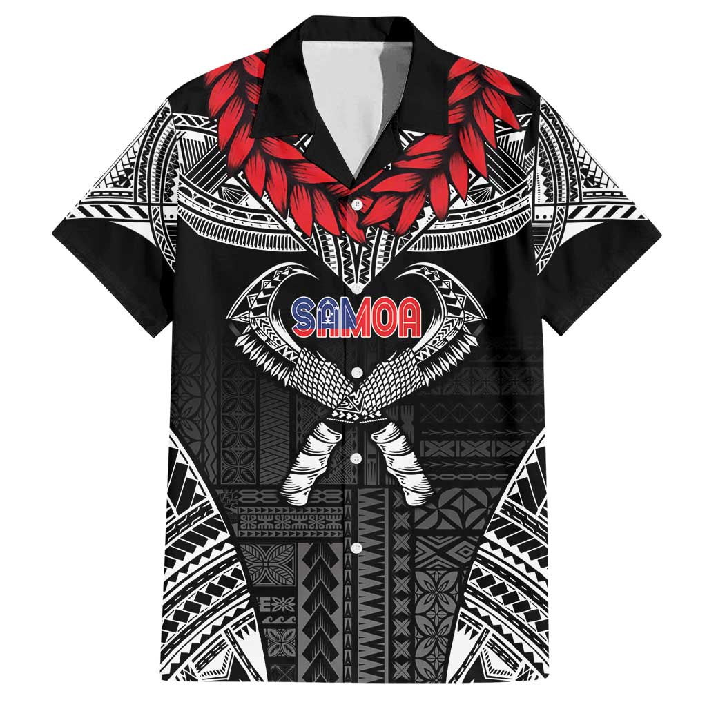 Personalized Talofa Samoa Family Matching Off Shoulder Short Dress and Hawaiian Shirt Ulafala With Toa Nifo'oti - Black LT7 Dad's Shirt - Short Sleeve Black - Polynesian Pride