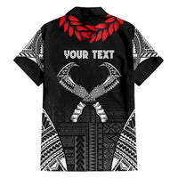 Personalized Talofa Samoa Family Matching Off Shoulder Short Dress and Hawaiian Shirt Ulafala With Toa Nifo'oti - Black LT7 - Polynesian Pride