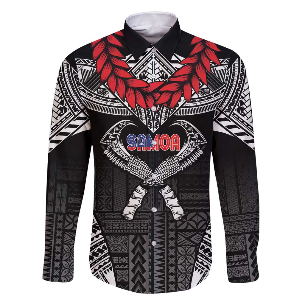 Personalized Talofa Samoa Family Matching Off Shoulder Short Dress and Hawaiian Shirt Ulafala With Toa Nifo'oti - Black LT7 Dad's Shirt - Long Sleeve Black - Polynesian Pride