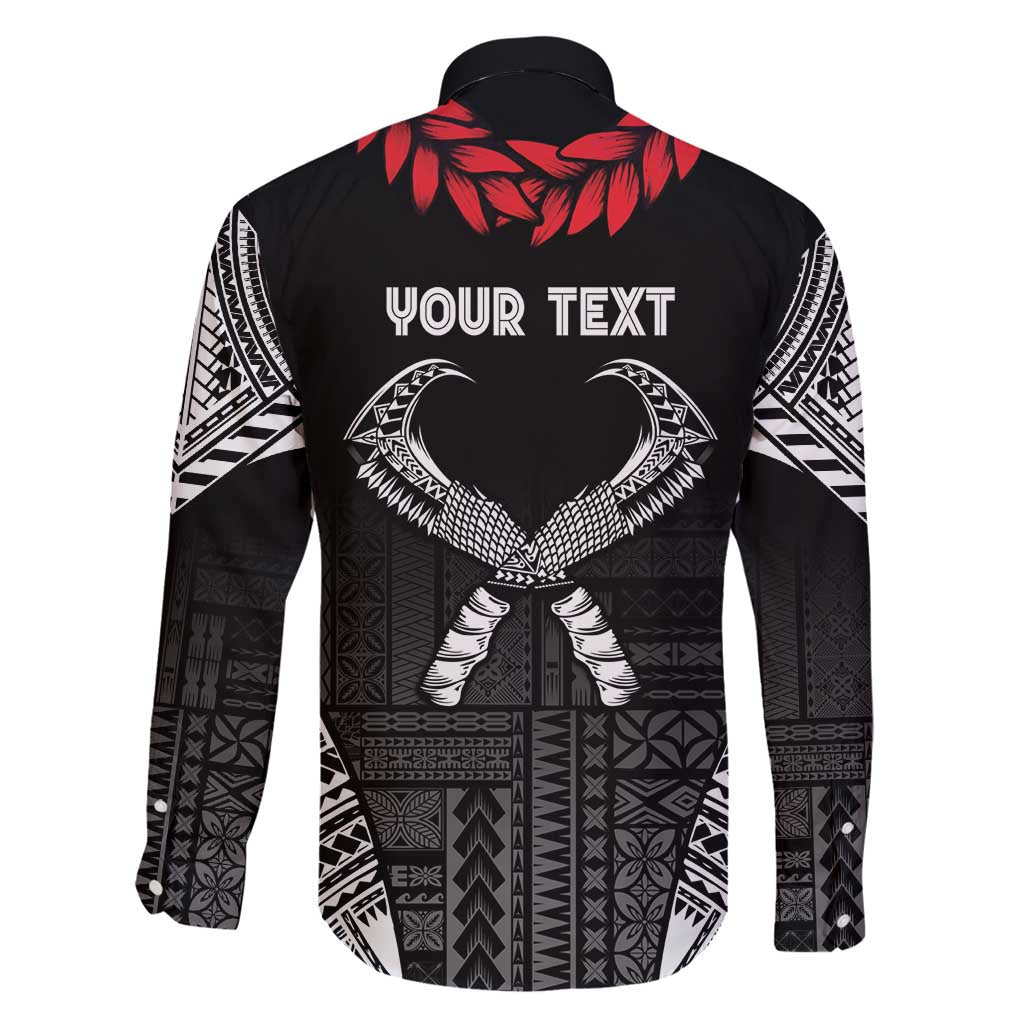 Personalized Talofa Samoa Family Matching Off Shoulder Short Dress and Hawaiian Shirt Ulafala With Toa Nifo'oti - Black LT7 - Polynesian Pride