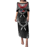 Personalized Talofa Samoa Family Matching Puletasi and Hawaiian Shirt Ulafala With Toa Nifo'oti - Black