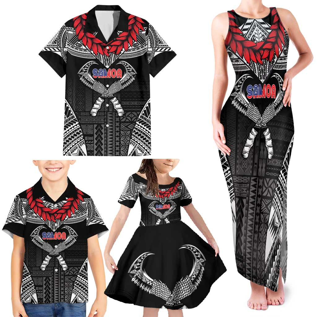 Personalized Talofa Samoa Family Matching Tank Maxi Dress and Hawaiian Shirt Ulafala With Toa Nifo'oti - Black LT7 - Polynesian Pride