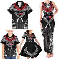 Personalized Talofa Samoa Family Matching Tank Maxi Dress and Hawaiian Shirt Ulafala With Toa Nifo'oti - Black LT7 - Polynesian Pride