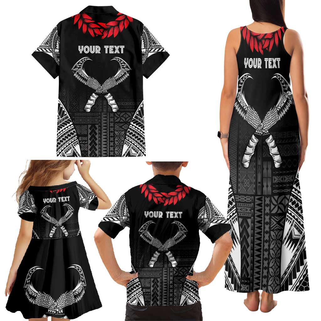 Personalized Talofa Samoa Family Matching Tank Maxi Dress and Hawaiian Shirt Ulafala With Toa Nifo'oti - Black LT7 - Polynesian Pride