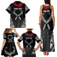 Personalized Talofa Samoa Family Matching Tank Maxi Dress and Hawaiian Shirt Ulafala With Toa Nifo'oti - Black LT7 - Polynesian Pride