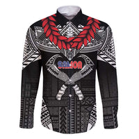 Personalized Talofa Samoa Family Matching Tank Maxi Dress and Hawaiian Shirt Ulafala With Toa Nifo'oti - Black LT7 Dad's Shirt - Long Sleeve Black - Polynesian Pride