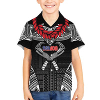 Personalized Talofa Samoa Family Matching Tank Maxi Dress and Hawaiian Shirt Ulafala With Toa Nifo'oti - Black LT7 Son's Shirt Black - Polynesian Pride