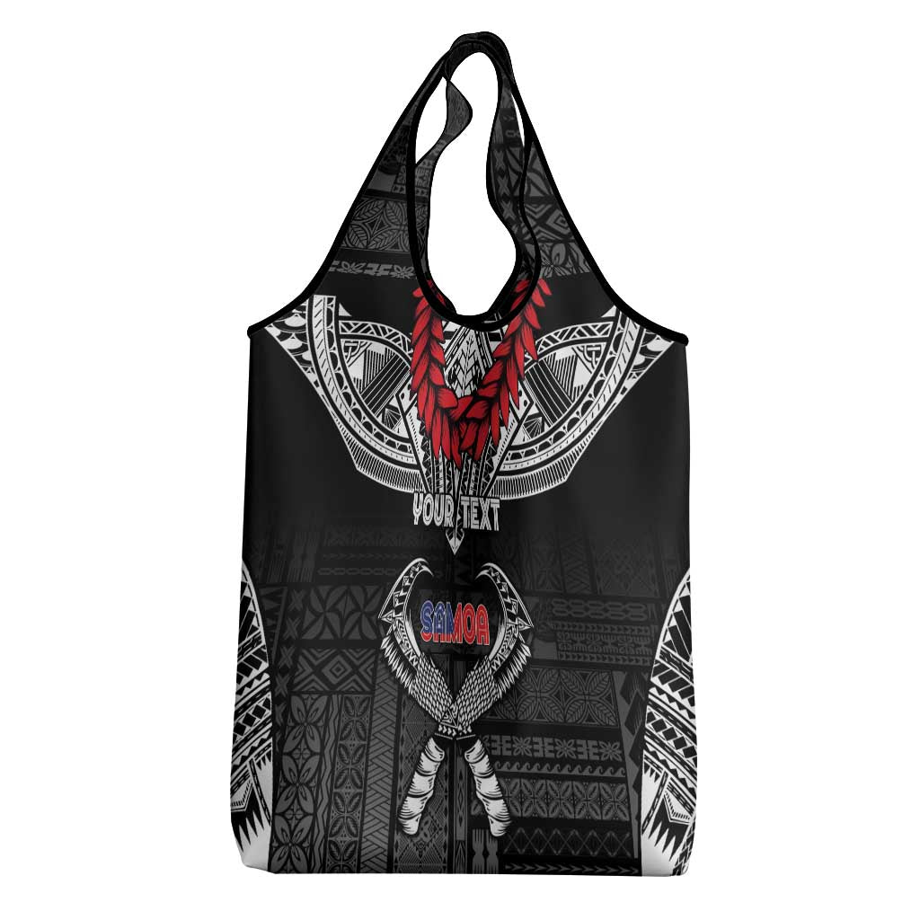 Personalized Talofa Samoa Grocery Bag Ulafala With Toa Nifo'oti - Black